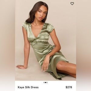 *SOLD* Reformation Kaye Silk Dress in Artichoke